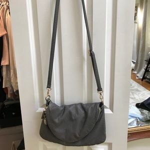 Grey faux leather cross body bag